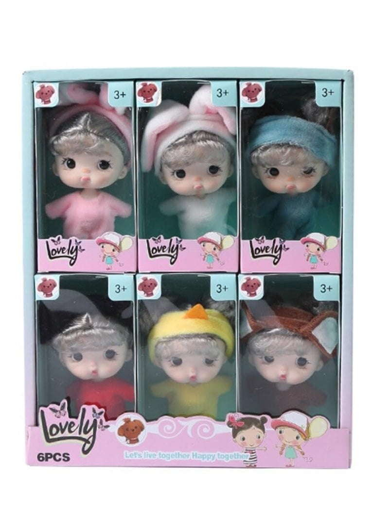 Mini Adjustable Joint Doll Set, Cute Character Statues for Kids, Perfect Birthday Gifts for Boys and Girls Ages 3-5, Made of Durable, Odorless PVC (6 Pieces)