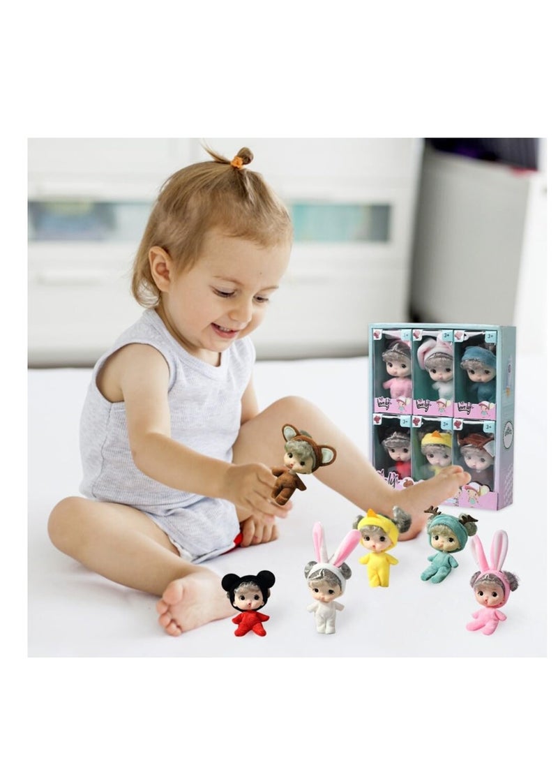 Mini Adjustable Joint Doll Set, Cute Character Statues for Kids, Perfect Birthday Gifts for Boys and Girls Ages 3-5, Made of Durable, Odorless PVC (6 Pieces)