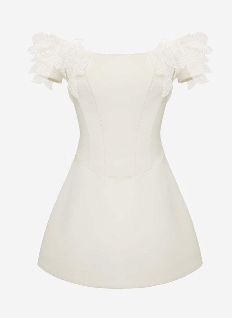 Mini dress with corset bodice and shoulder detailing