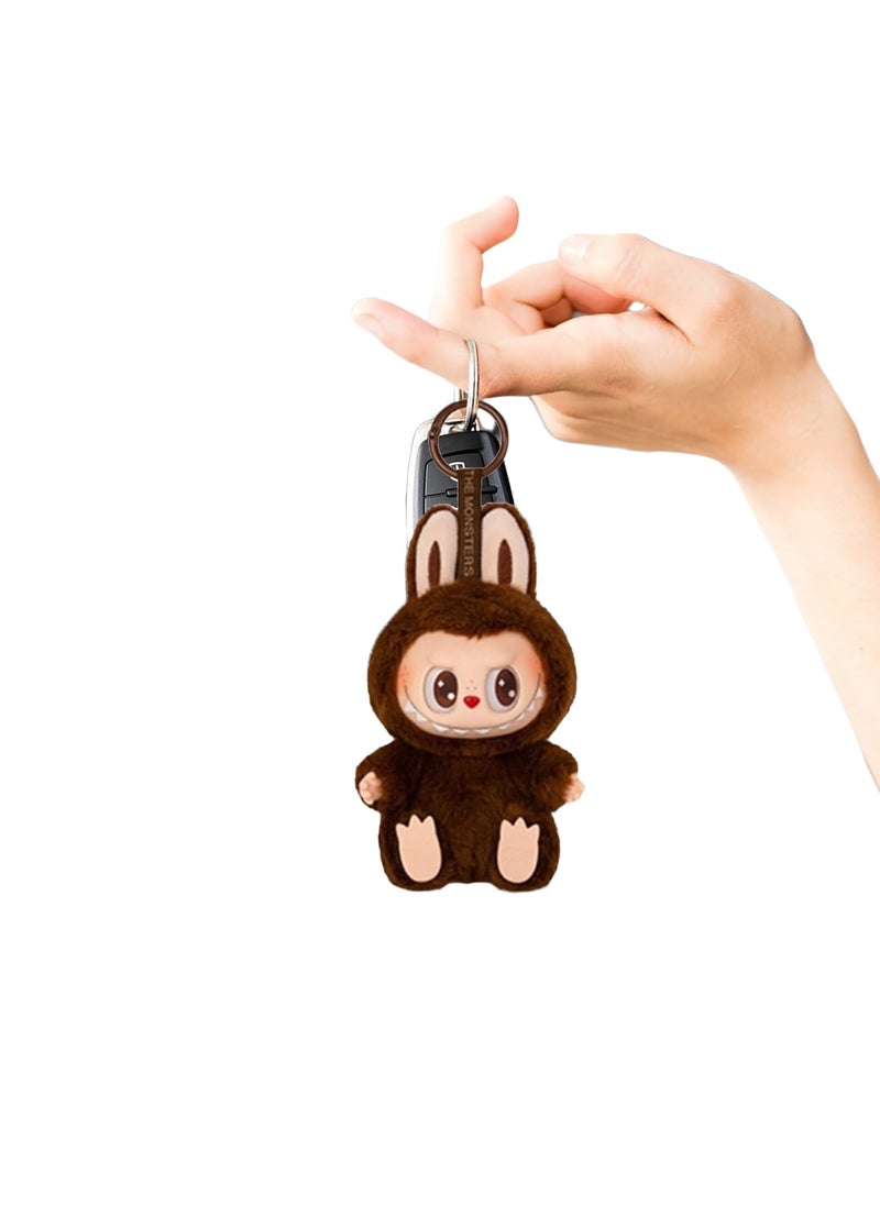 Cute Plush Cartoon Labubu Keychain Pendant for Backpack Bag Hanging Key Ring Gift