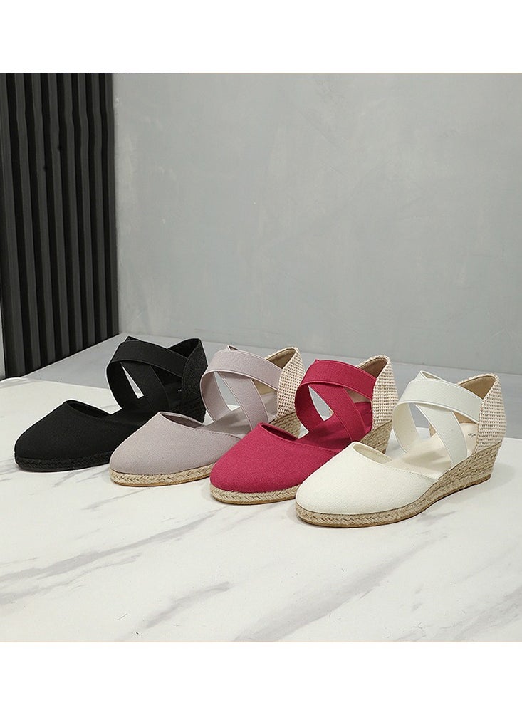 Closed Toe Espadrille Wedges Sandals