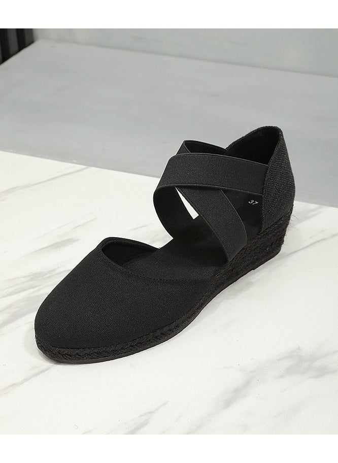 Closed Toe Espadrille Wedges Sandals