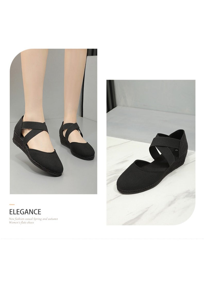 Closed Toe Espadrille Wedges Sandals