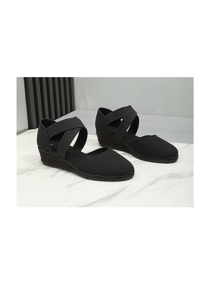 Closed Toe Espadrille Wedges Sandals