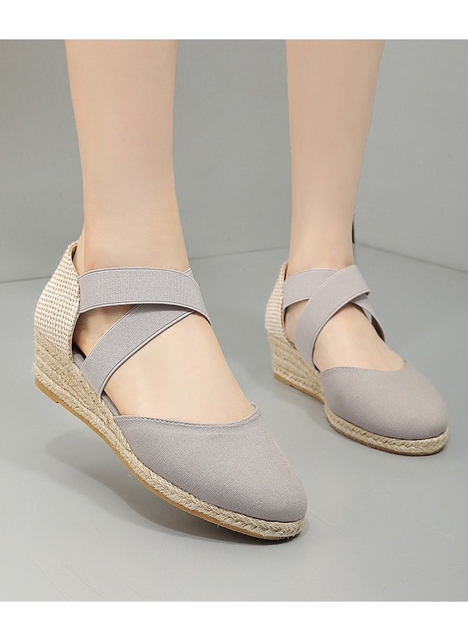 Closed Toe Espadrille Wedges Sandals