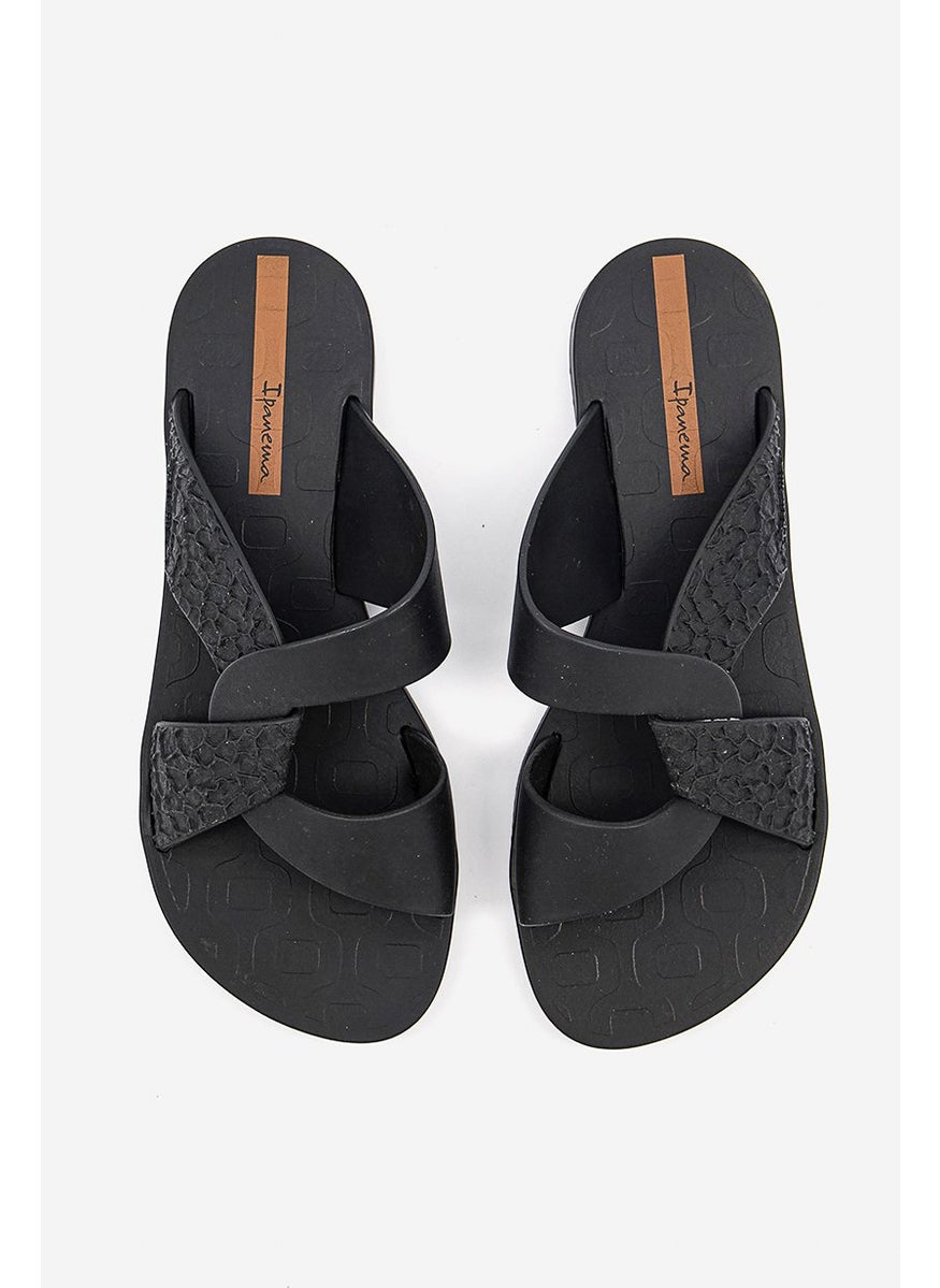 Women Slip On Strap Sandals, Black
