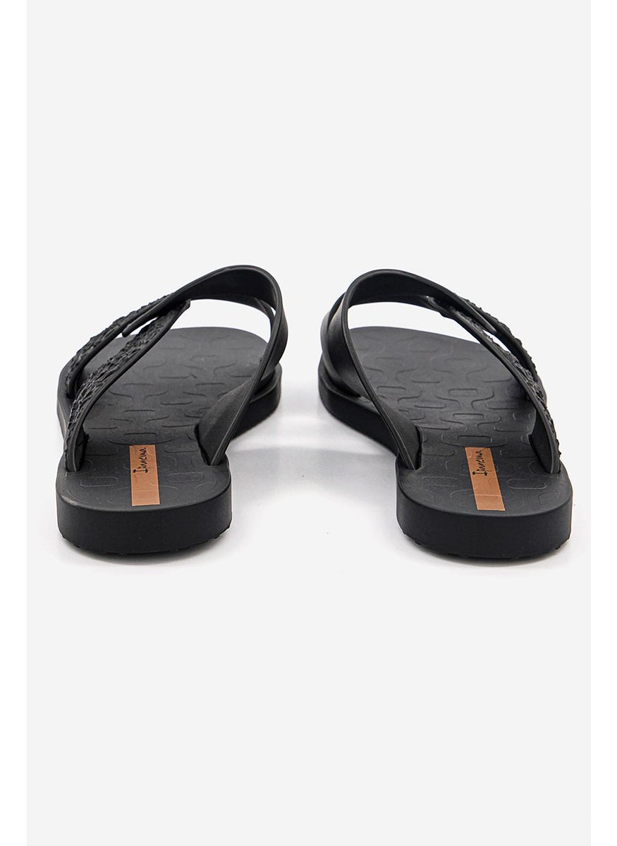 Women Slip On Strap Sandals, Black