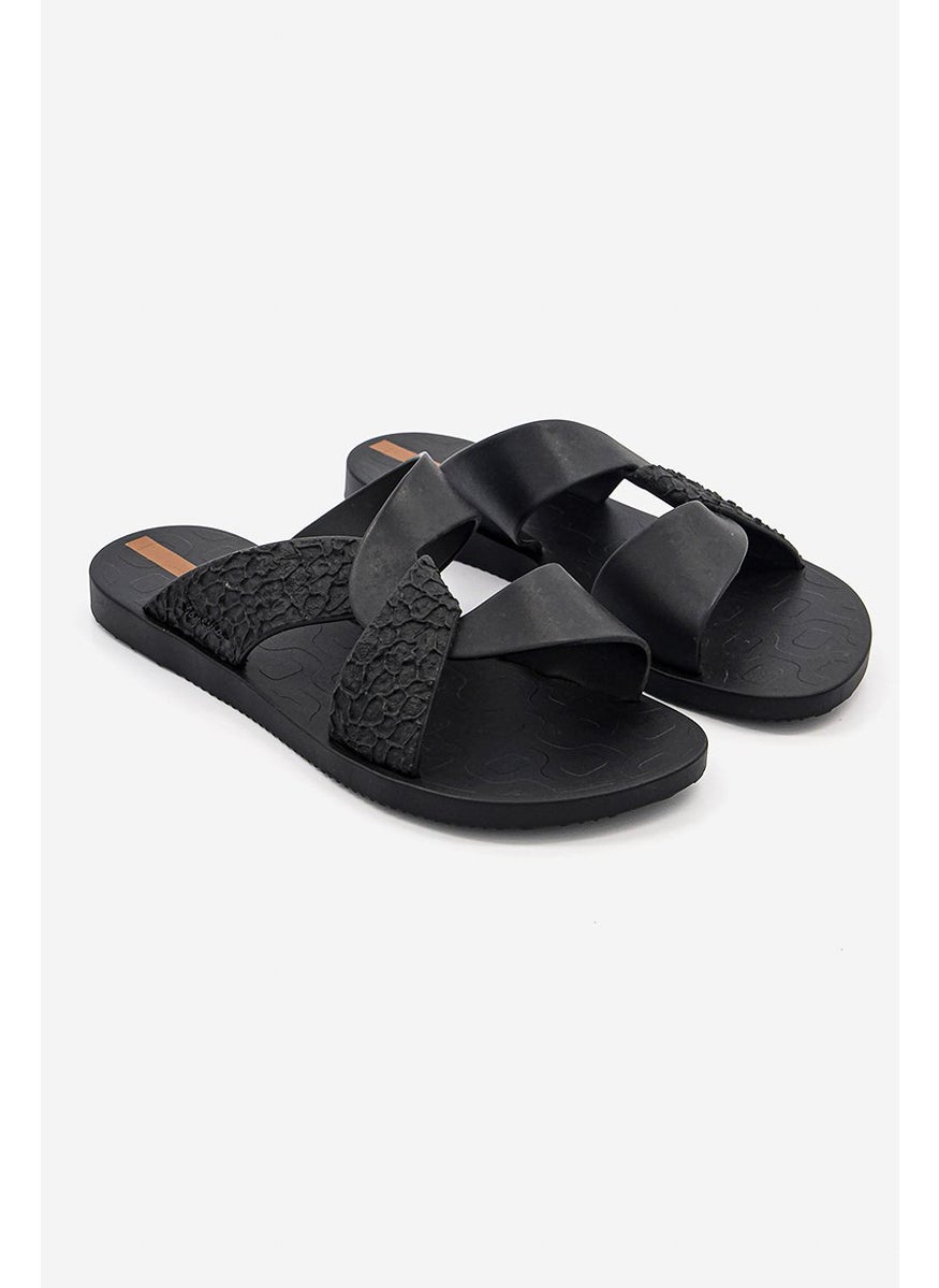 Women Slip On Strap Sandals, Black