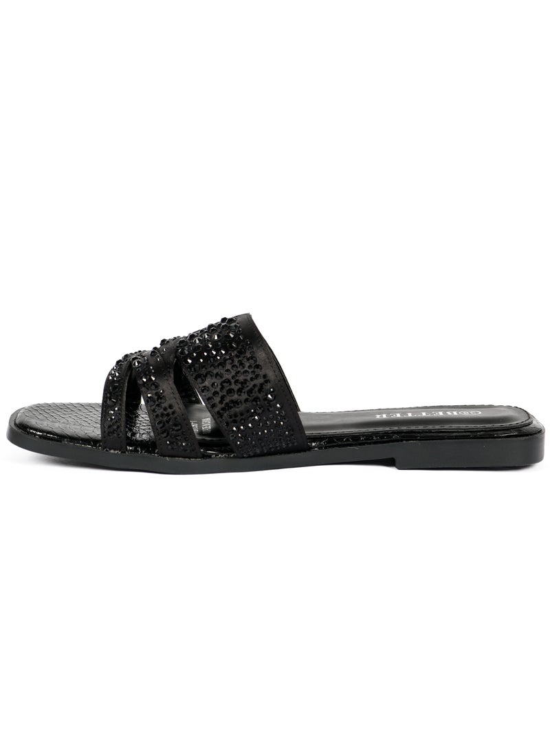 Ladies Flat Sandal Black