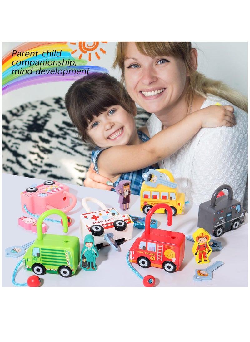 Montessori Lock and Key Car Toy for Toddlers 3 to 5 Years, Sensory Fine Motor Skills Development Gift for Boys and Girls