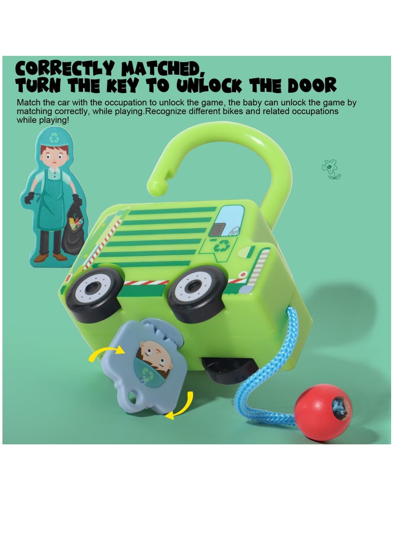 Montessori Lock and Key Car Toy for Toddlers 3 to 5 Years, Sensory Fine Motor Skills Development Gift for Boys and Girls