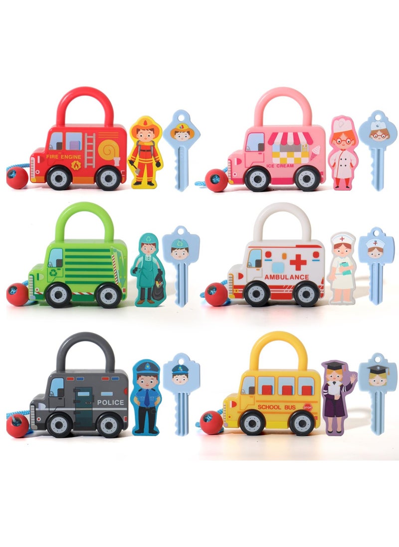 Montessori Lock and Key Car Toy for Toddlers 3 to 5 Years, Sensory Fine Motor Skills Development Gift for Boys and Girls