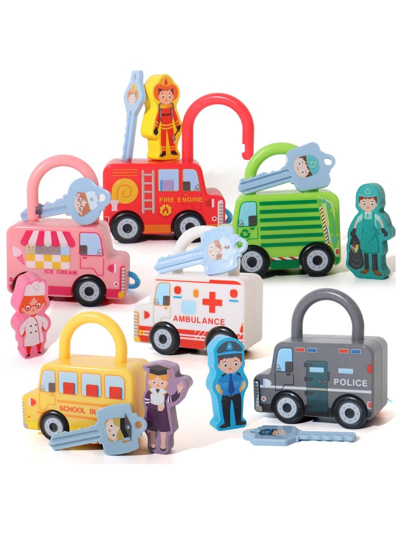 Montessori Lock and Key Car Toy for Toddlers 3 to 5 Years, Sensory Fine Motor Skills Development Gift for Boys and Girls