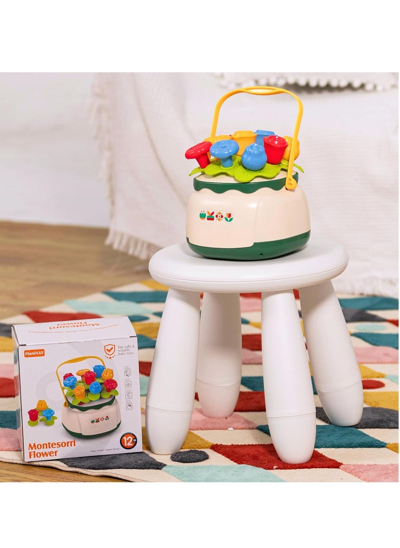 Flower Garden Building Montessori Toy Set Shape Sorting Matching Toy, STEM Toy Gardening Pretend Toys, Learning Educational Stacking Toy for Toddlers Boys Girls