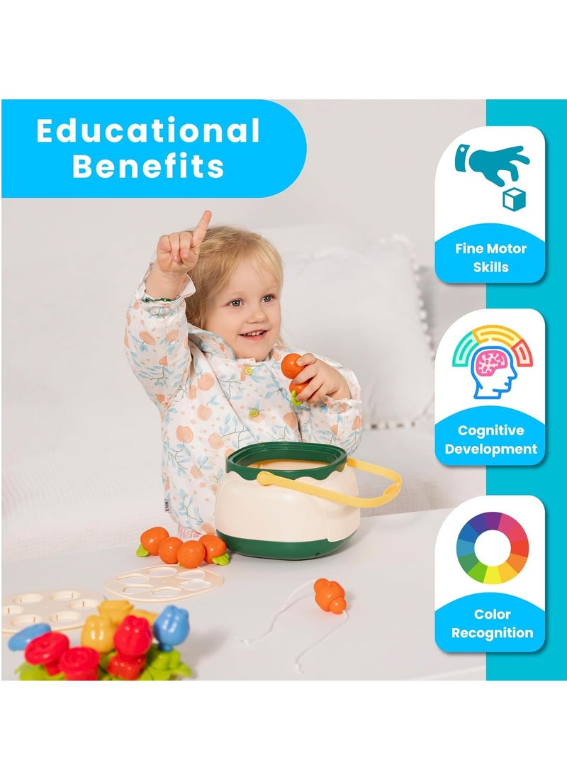 Flower Garden Building Montessori Toy Set Shape Sorting Matching Toy, STEM Toy Gardening Pretend Toys, Learning Educational Stacking Toy for Toddlers Boys Girls