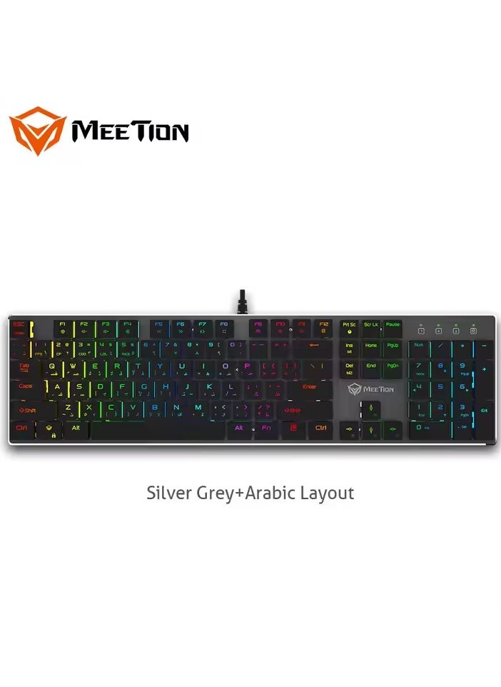 MEETION MK80 Ultrathin Mechanical RGB Lighting Programmable Gaming Keyboard backlit full keys anti-ghosting ultrathin chocolate keycaps Mechanical Blue Switch Gold-Plating USB Best Gaming Keyboard Black