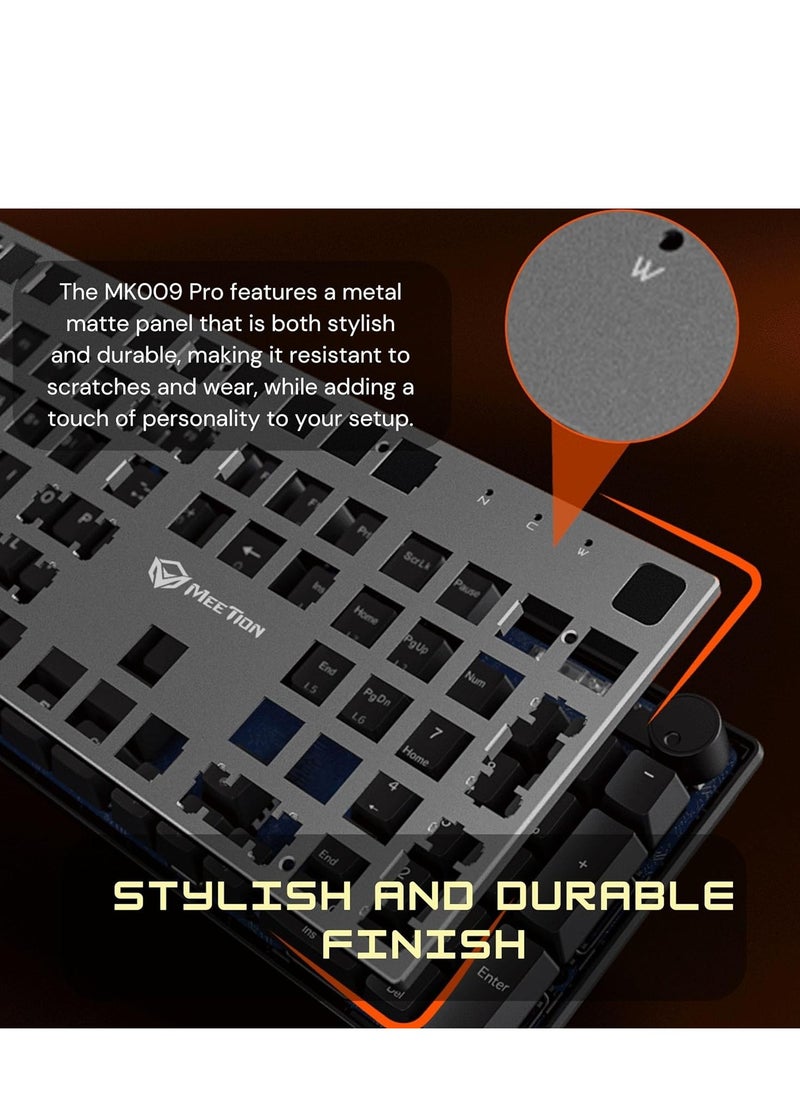 Meetion MK009 Pro Hot Swap Mechanical Gaming Keyboard Ergonomic Design Full Key Anti-Ghosting ABS Keycaps High Quality Metal Matte Panel Mechanical switches Gaming keyboards