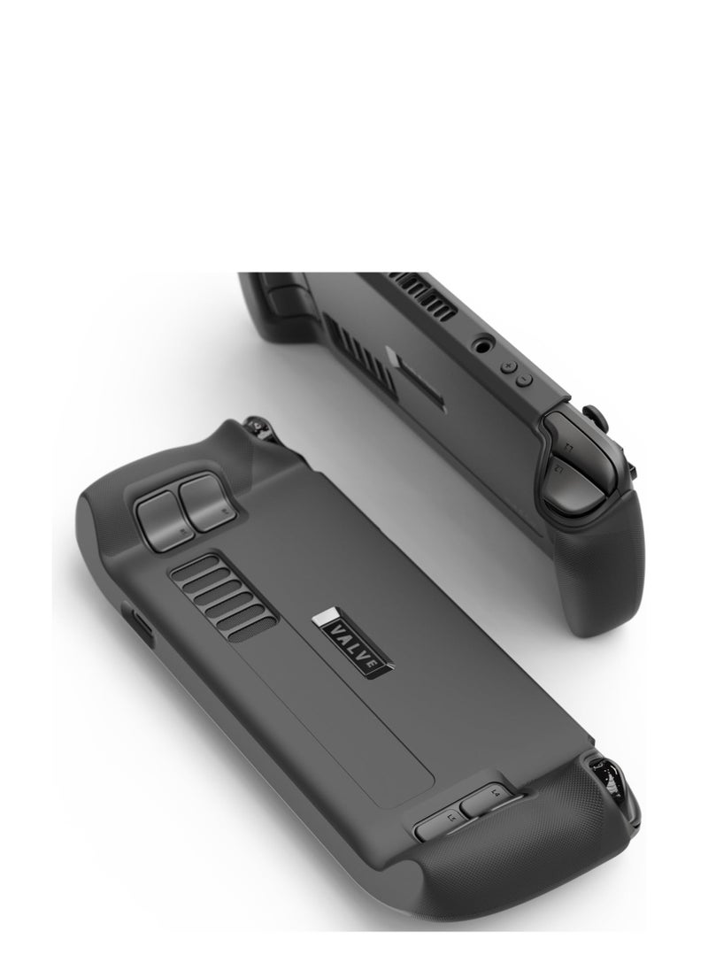 GripCase SD for Steam Deck - Shockproof Soft Protective Case with Textured Grips, Full Protection, Stand Feature, Shock-Absorption, Non-Slip, and Anti-Scratch Design in Coyote Gray.