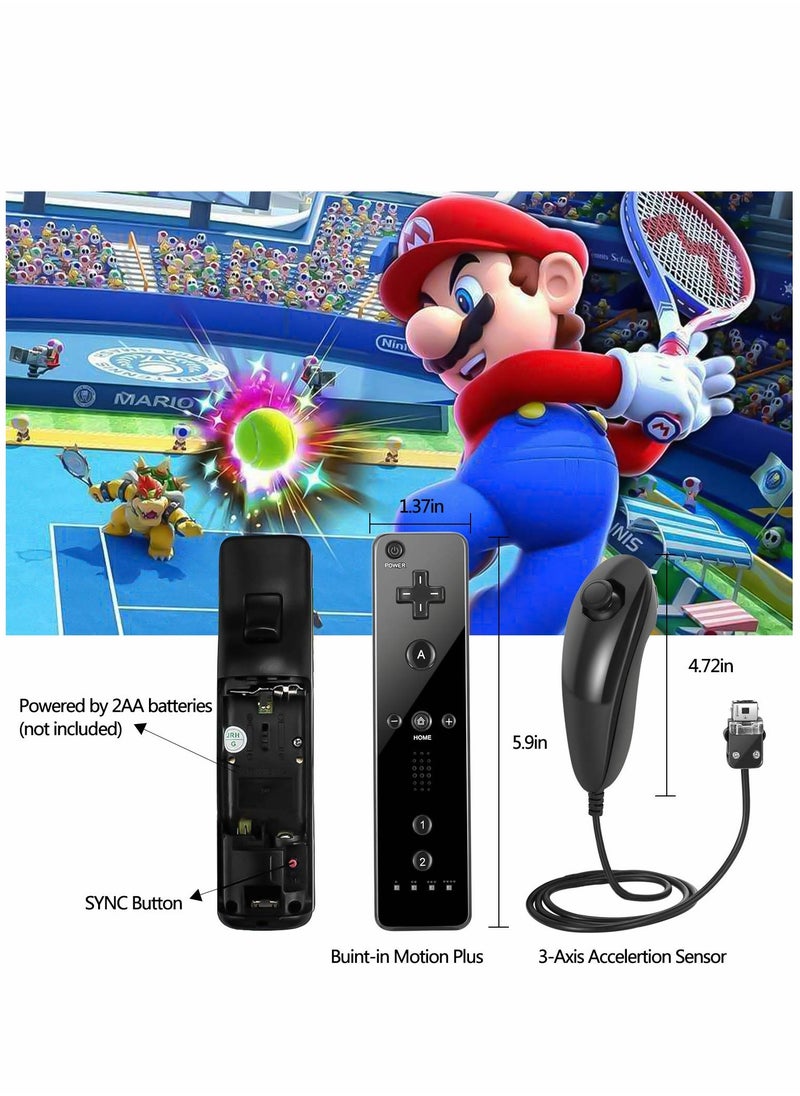 Wii and Wii U Controller Set: NC Remote Controller with Nunchuk Replacement, Includes Silicone Case and Wrist Strap for Enhanced Gaming Experience.