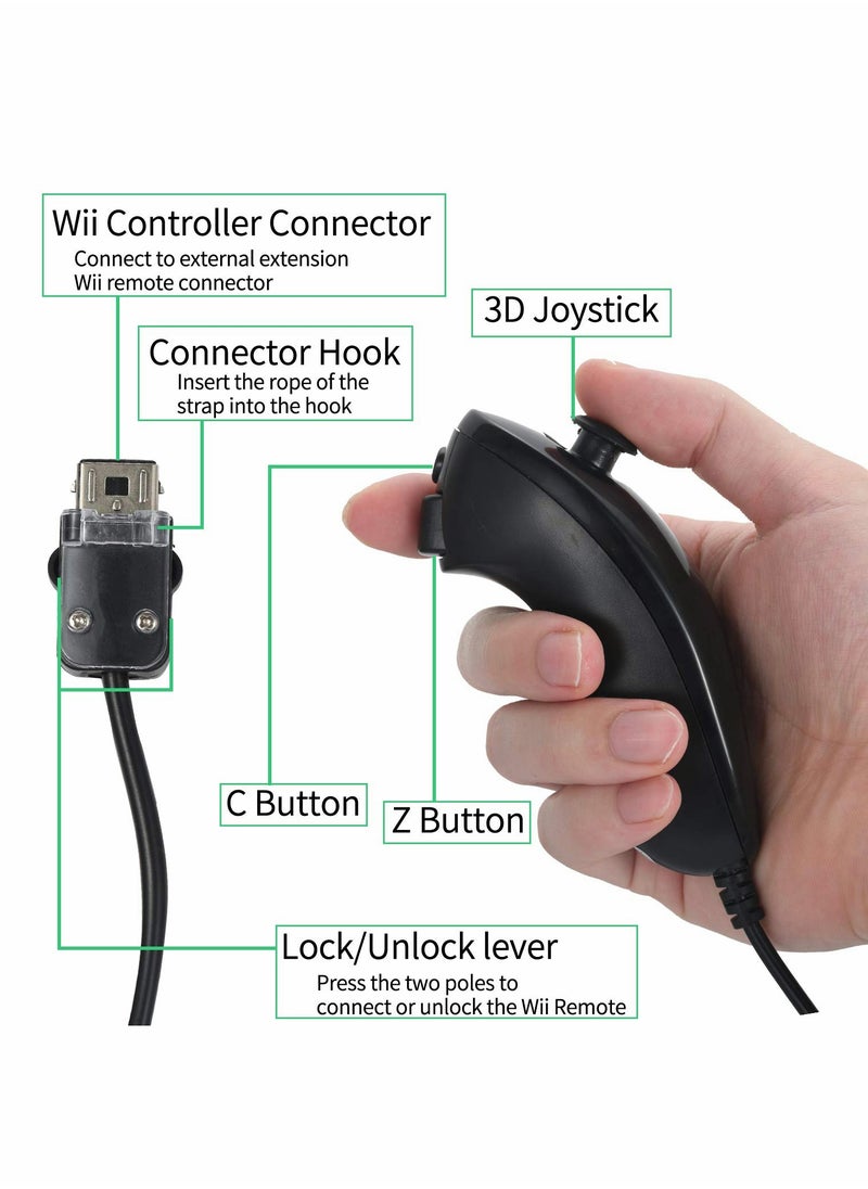 Wii and Wii U Controller Set: NC Remote Controller with Nunchuk Replacement, Includes Silicone Case and Wrist Strap for Enhanced Gaming Experience.