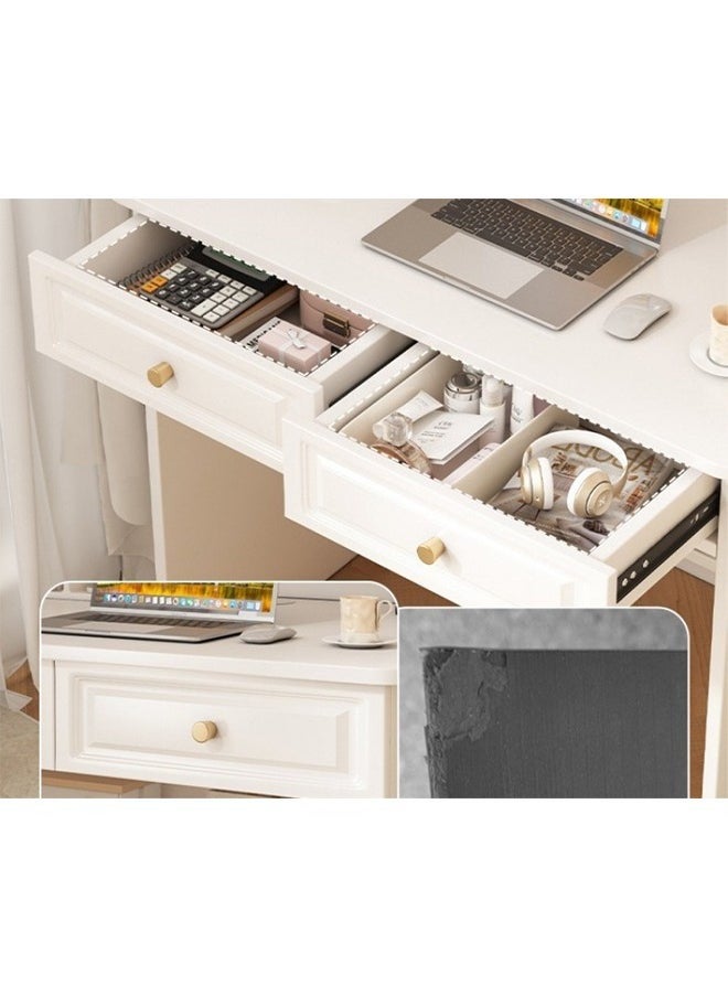 Modern Multifunctional Computer Table Home Office Writing Workstation with Drawers Glass Door & Storage Shelves 120 CM