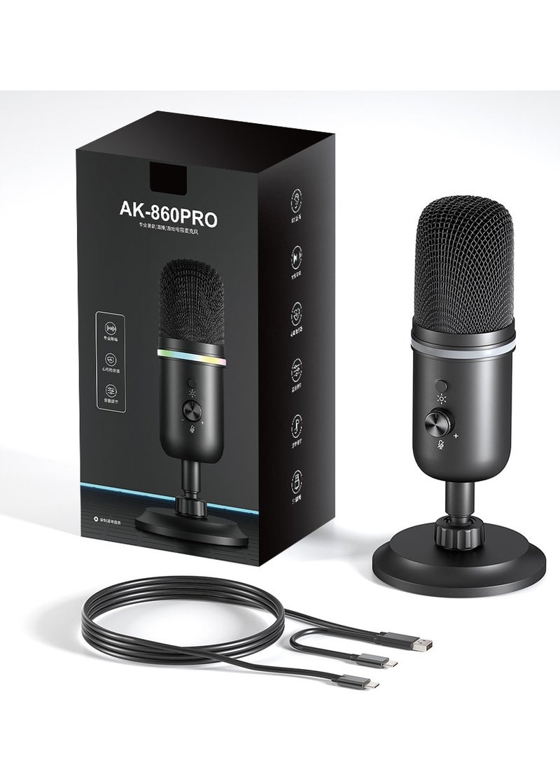 USB Microphone - Computer Condenser Gaming Mic for PC/Laptop/Phone/PS4/5, Headphone Output, Volume Control, USB Type C Plug and Play, Mute Button, for Streaming, Podcast, Studio Recording