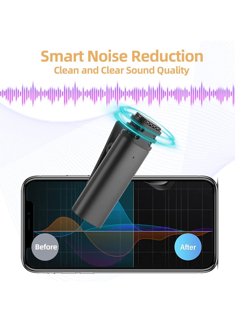SYOSI Mini Wireless Lavalier Microphone, Cordless Double Mics Lapel Microphone 2.4G Ultra-Low Delay Built-in Noise Reduction Chip for Video Recording for Camera/Computer/Laptop/Phone