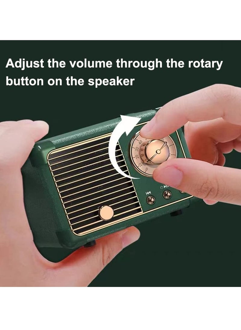 Bluetooth Speaker Mini Wireless Speaker,Outdoor Portable with Crystal Clear Stereo Sound Rich Bass, Retro for iPhone, Android Devices and Tablet Green