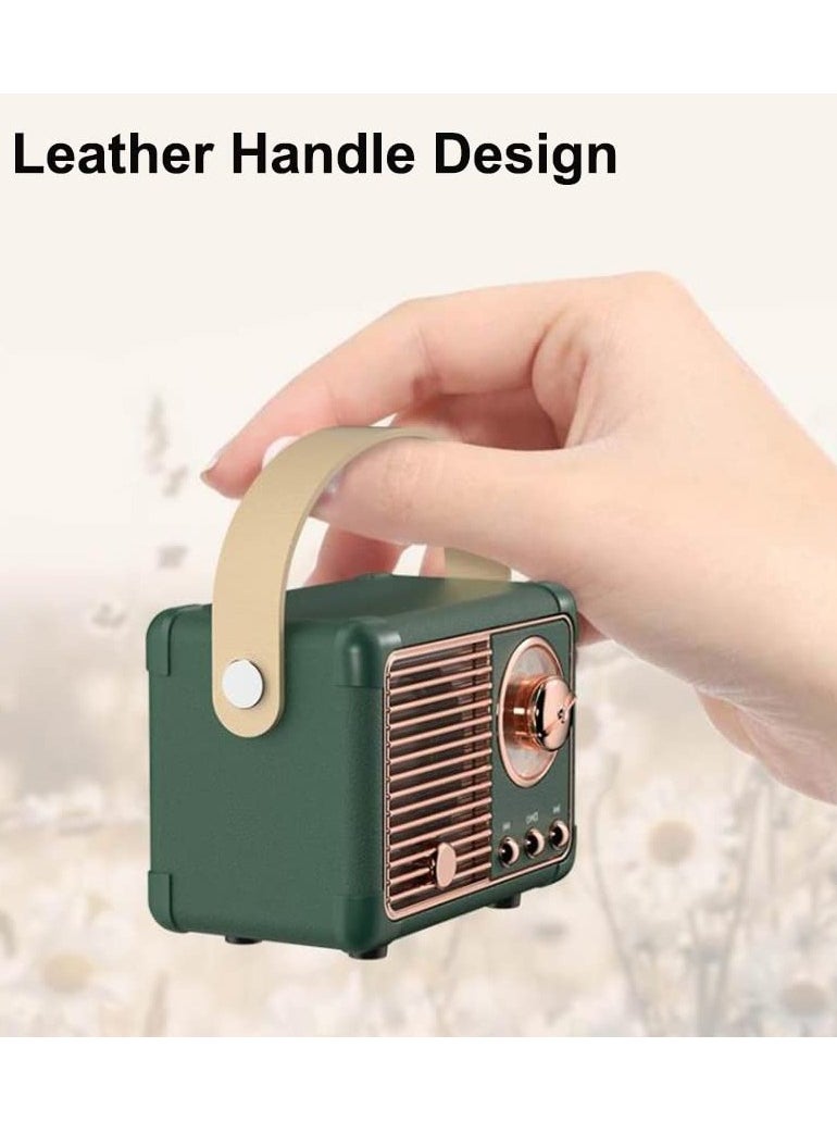 Bluetooth Speaker Mini Wireless Speaker,Outdoor Portable with Crystal Clear Stereo Sound Rich Bass, Retro for iPhone, Android Devices and Tablet Green