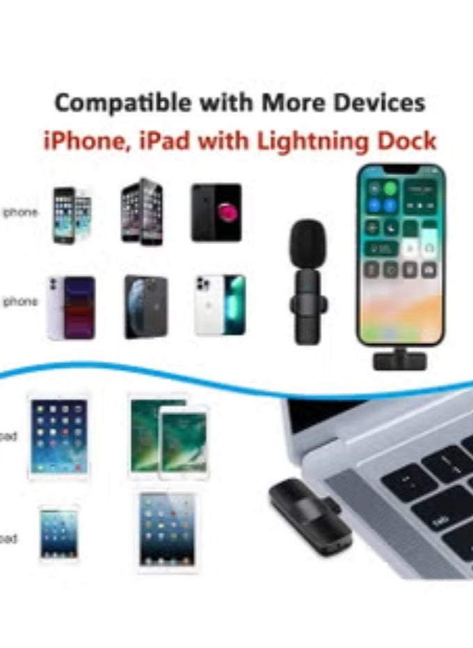 2in1 Bluetooths Mic K9 Wireless Collar Microphone Dual Lapel Lavalier Mic for Noise Reduction Vlogging Interview Live Streaming YouTube Video Broadcast With 2 Mic Receiver for iPhone and Android