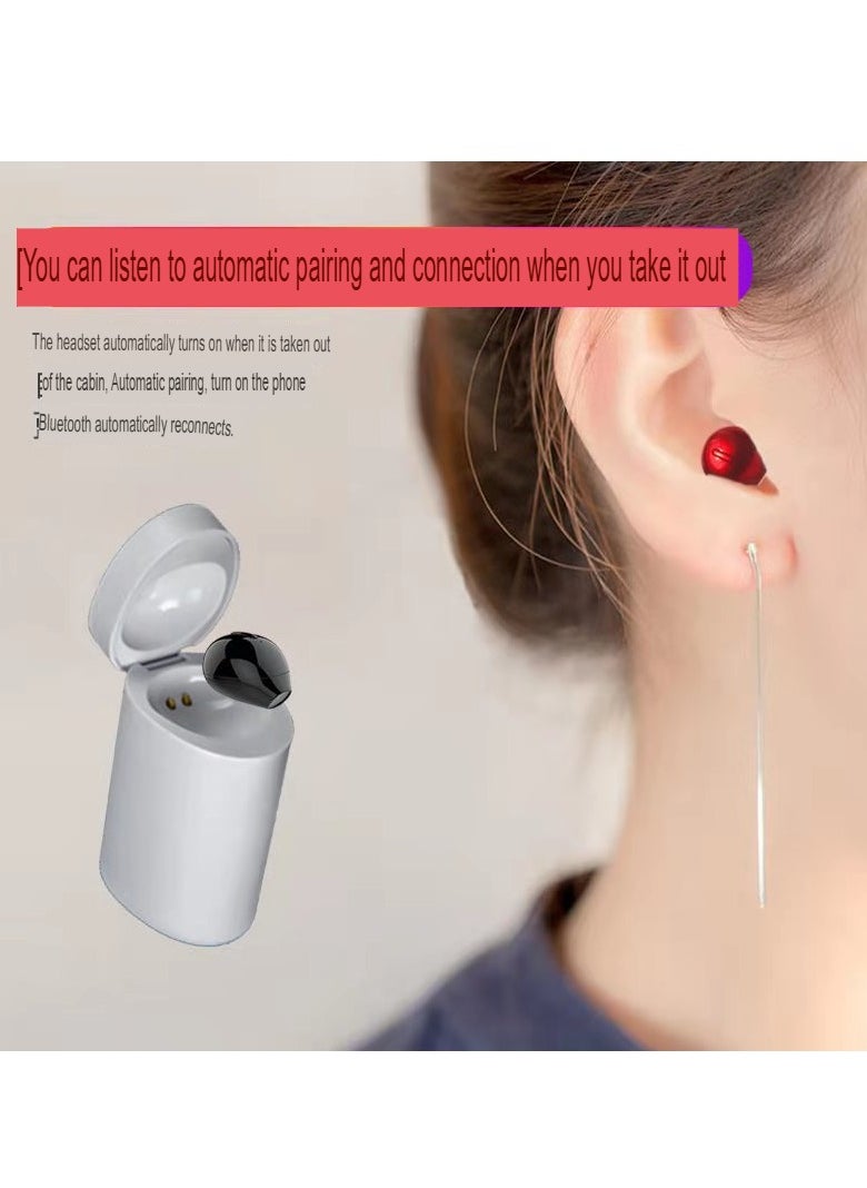 Mini Bluetooth Earpiece, Comfortable Lightweight Wireless Single Headphone, Portable Bluetooth Earbud With Charging Case, High Quality Sound Stereo Headset For Workout Running, (Beige)