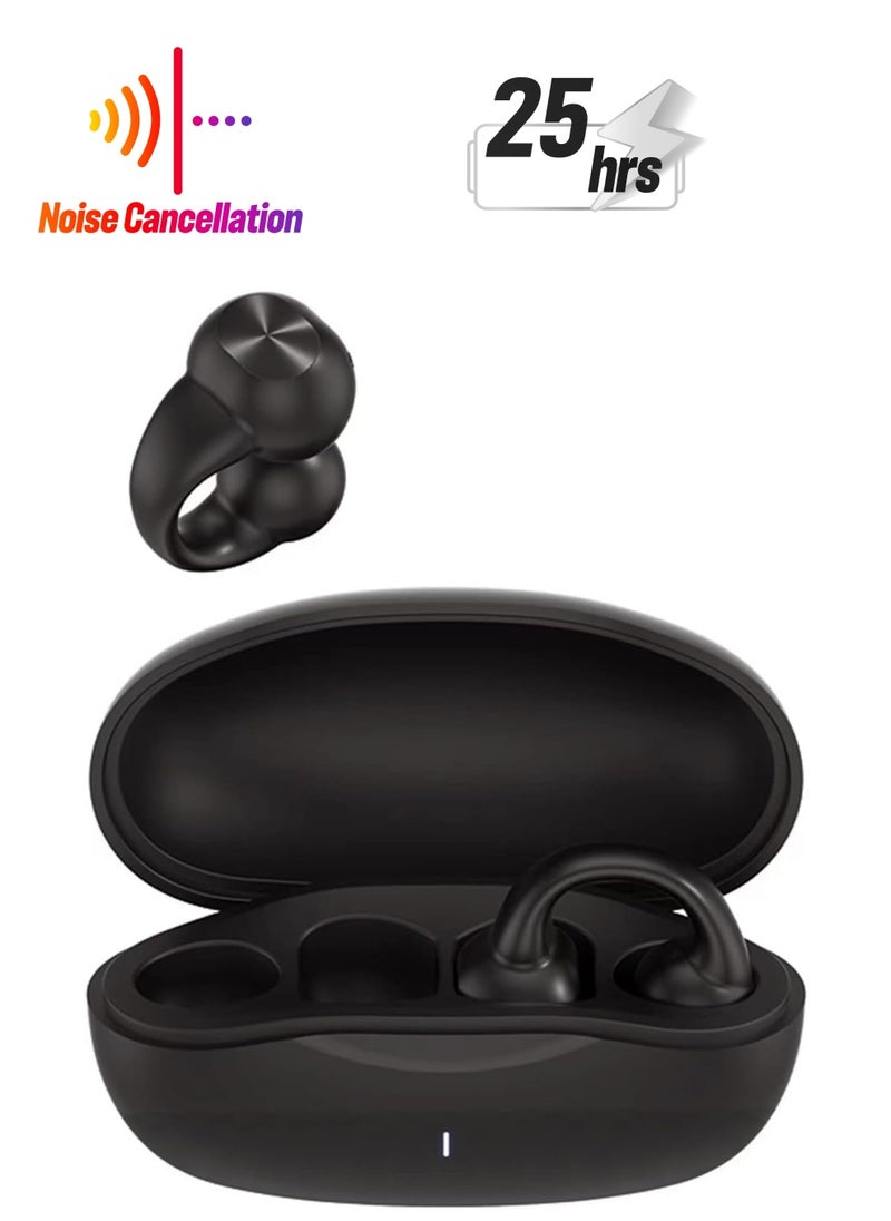 Open Earphones Wireless Bluetooth Ear Clip Bone Conduction Earphones Bluetooth Lavalier Earphones Ear Clip Wireless Bluetooth Bone Conduction Earbuds Skull Earbuds (Black)