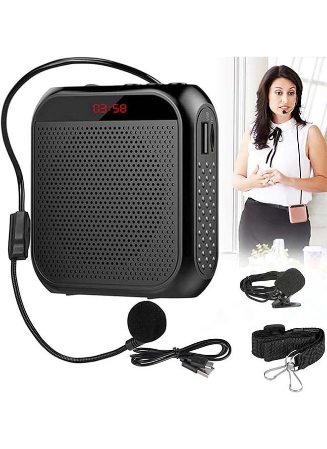 Voice Amplifier Microphone Headset,2200 mAh Rechargeable Voice Amplifier Portable for Teachers,Training,Meeting,Tour Guide,Yoga,Fitness,Classroom etc (Black)