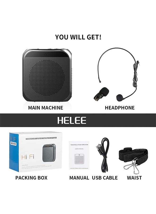 Voice Amplifier Microphone Headset,2200 mAh Rechargeable Voice Amplifier Portable for Teachers,Training,Meeting,Tour Guide,Yoga,Fitness,Classroom etc (Black)