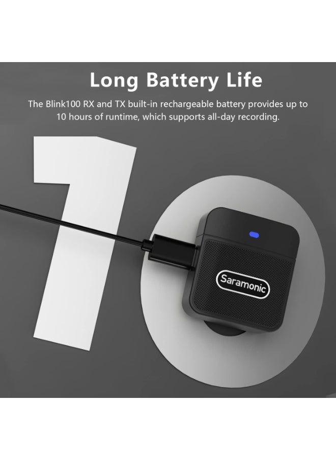 Blink100 B2 2.4GHz Dual Wireless Lavalier Lapel Microphone For Cameras Smartphone DSLR Recording Vlog Noise Reduction 10-Hour Battery Life Transmitter 2 + Receiver 1