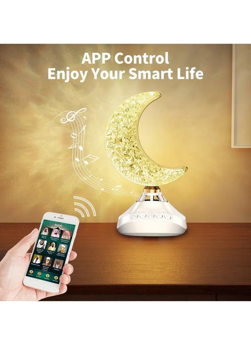 SQ-830 Holy Quran Bluetooth Speaker with Remote Control – Colorful LED Crescent Light, Quran Recitation in Multiple Languages, Wireless Portable Islamic Speaker with Azan, Dua & FM Radio | Ideal for Home, Ramadan & Gifting