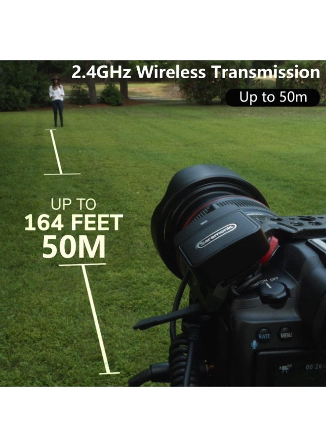 Blink100 B1 2.4GHz Wireless Lavalier Microphone With Transmitter & Receiver for DSLR Cameras, iPhone,iPad and Android, 164ft Range, Lapel Mic for Recording, Teaching