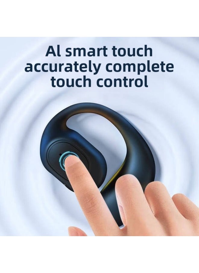 Open Non-in-ear Air Conduction Wireless Bluetooth Headset 2025 Long Battery Life Universal Ear Hook-Color:Black - Upgraded Model - Hd Sound Quality + 800 Hours Of Standby