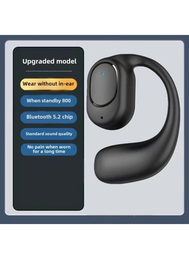 Open Non-in-ear Air Conduction Wireless Bluetooth Headset 2025 Long Battery Life Universal Ear Hook-Color:Black - Upgraded Model - Hd Sound Quality + 800 Hours Of Standby