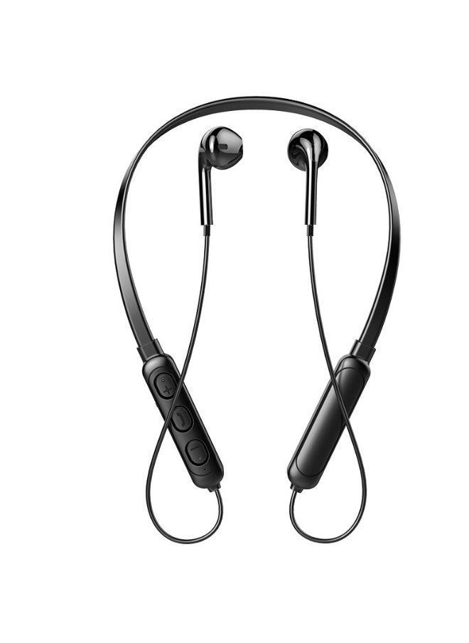Wireless Bluetooth Headphones Hanging Neck Stereo Noise Canceling Universal 5.0 Sports Headphones (Black)