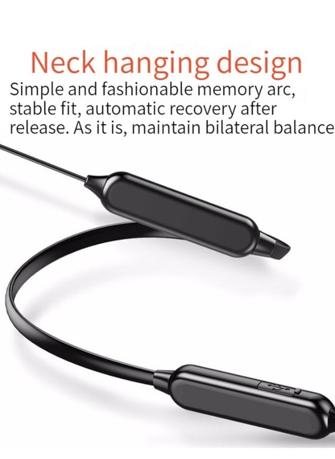 Wireless Bluetooth Headphones Hanging Neck Stereo Noise Canceling Universal 5.0 Sports Headphones (Black)