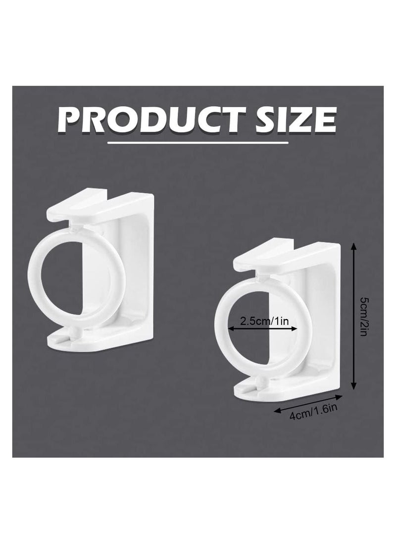 Self Adhesive Rotating Ring Curtain Rod Brackets, No Drilling, Adjustable Curtain Rod Holders for Kitchen, Bathroom, Hotel, 8Pcs (White)