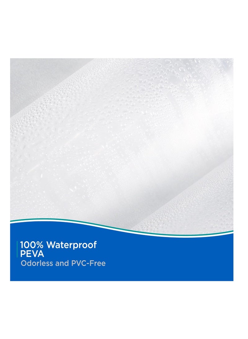Waterproof PEVA Shower Curtain with Hooks Liner 9 Mesh Storage Pockets 70
