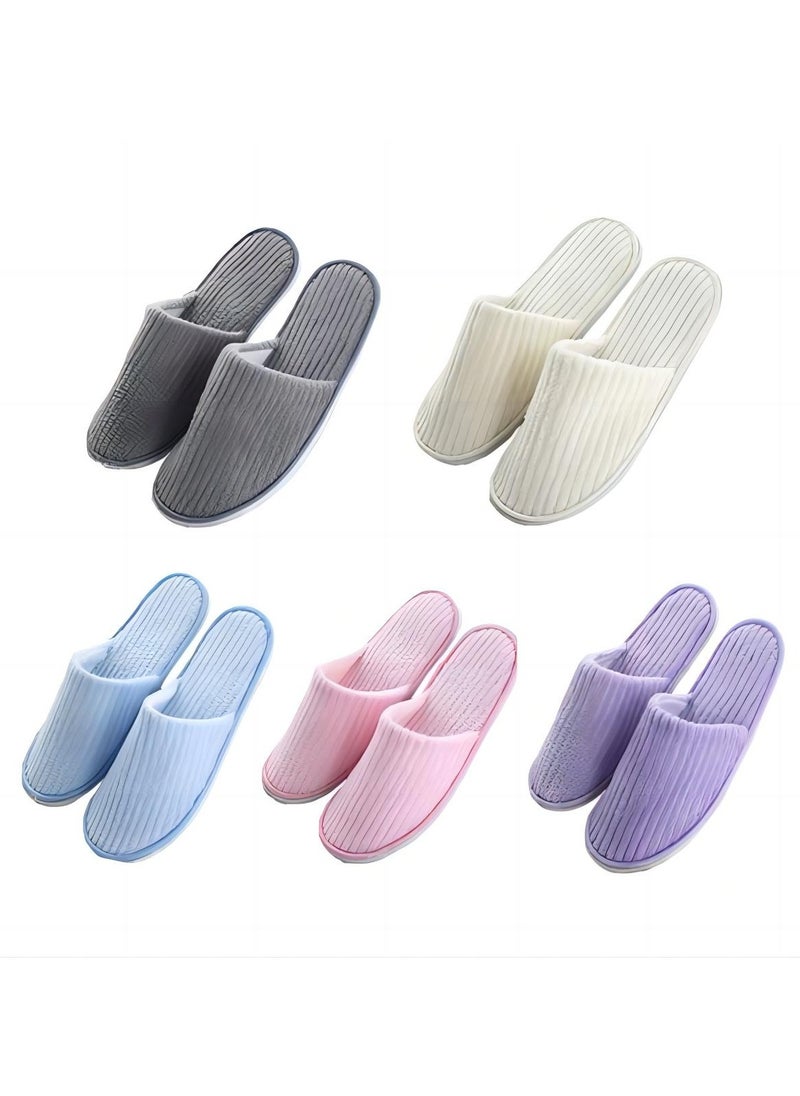 5 Pairs  SPA Slippers Guest Slippers Dispossible Hotel Slippers Soft Fleece Women Men House Slippers in Salons Bathoom Party Washable Mixed Multi-Color Slippers