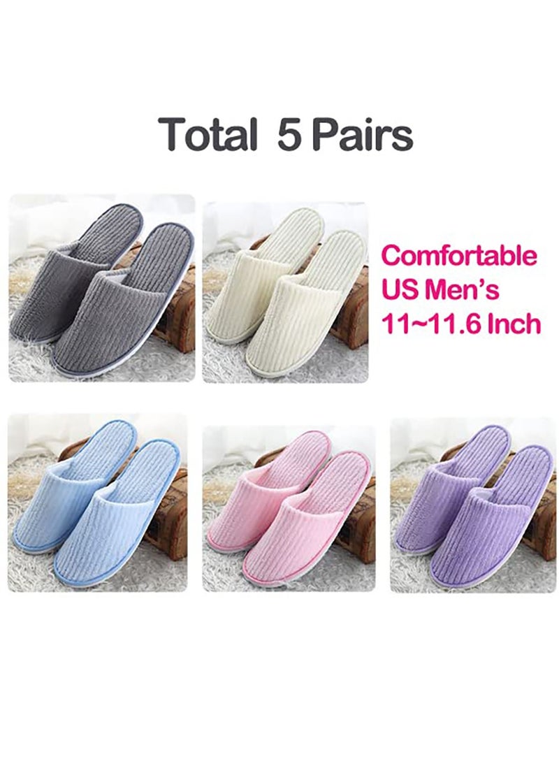 5 Pairs  SPA Slippers Guest Slippers Dispossible Hotel Slippers Soft Fleece Women Men House Slippers in Salons Bathoom Party Washable Mixed Multi-Color Slippers