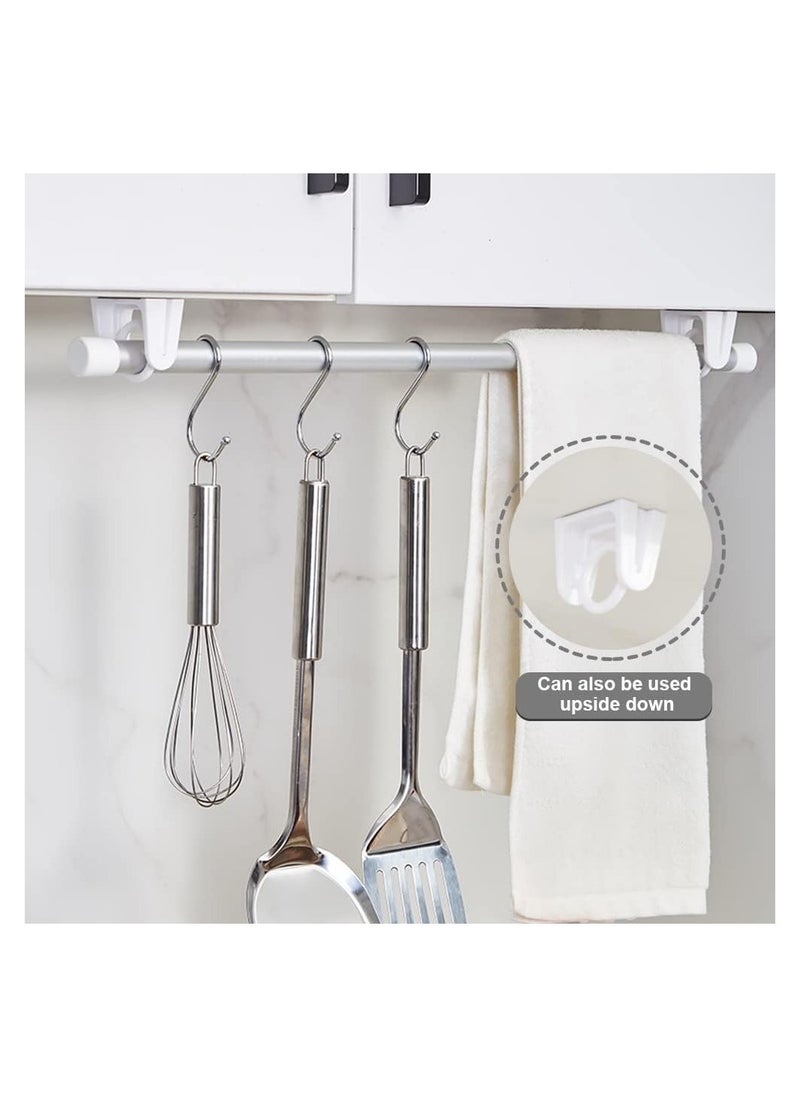 Self Adhesive Rotating Ring Curtain Rod Brackets, No Drilling, Adjustable Curtain Rod Holders for Kitchen, Bathroom, Hotel, 8Pcs (White)