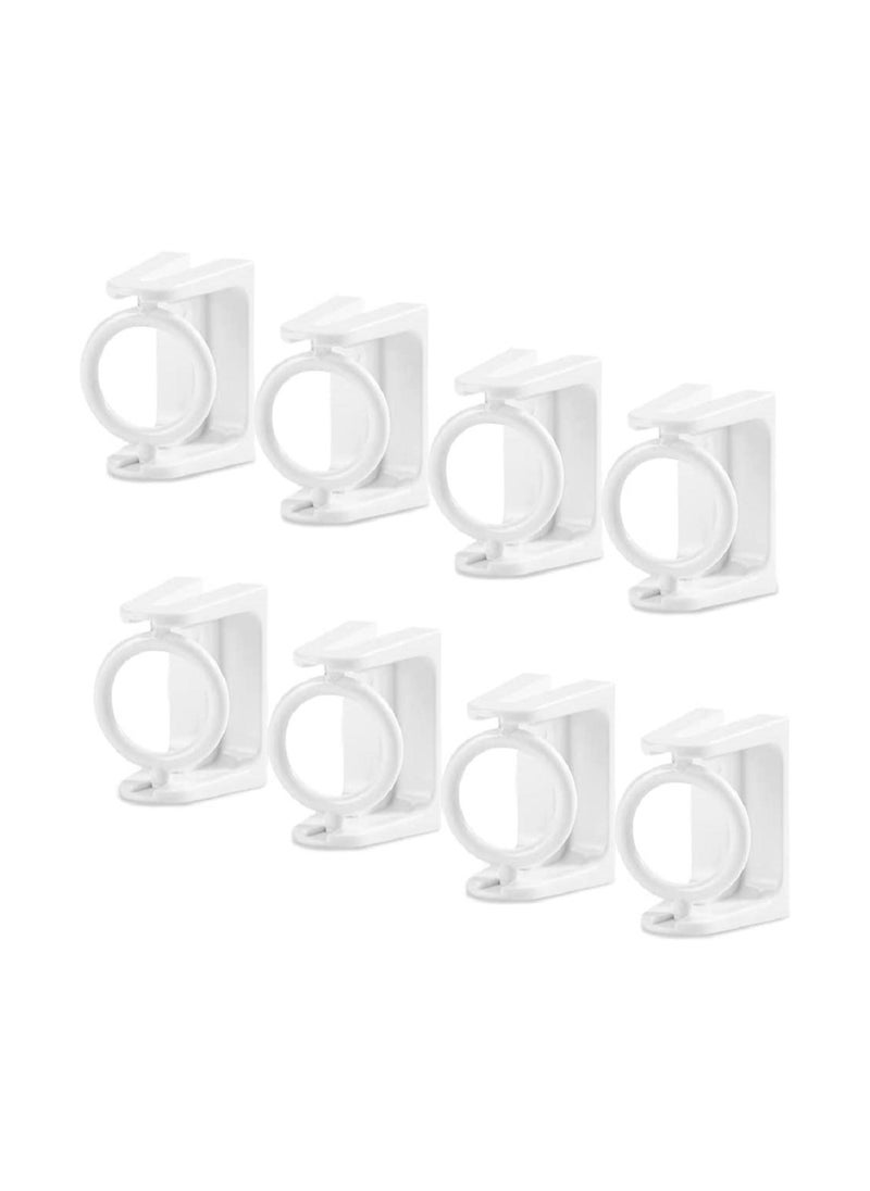 Self Adhesive Rotating Ring Curtain Rod Brackets, No Drilling, Adjustable Curtain Rod Holders for Kitchen, Bathroom, Hotel, 8Pcs (White)
