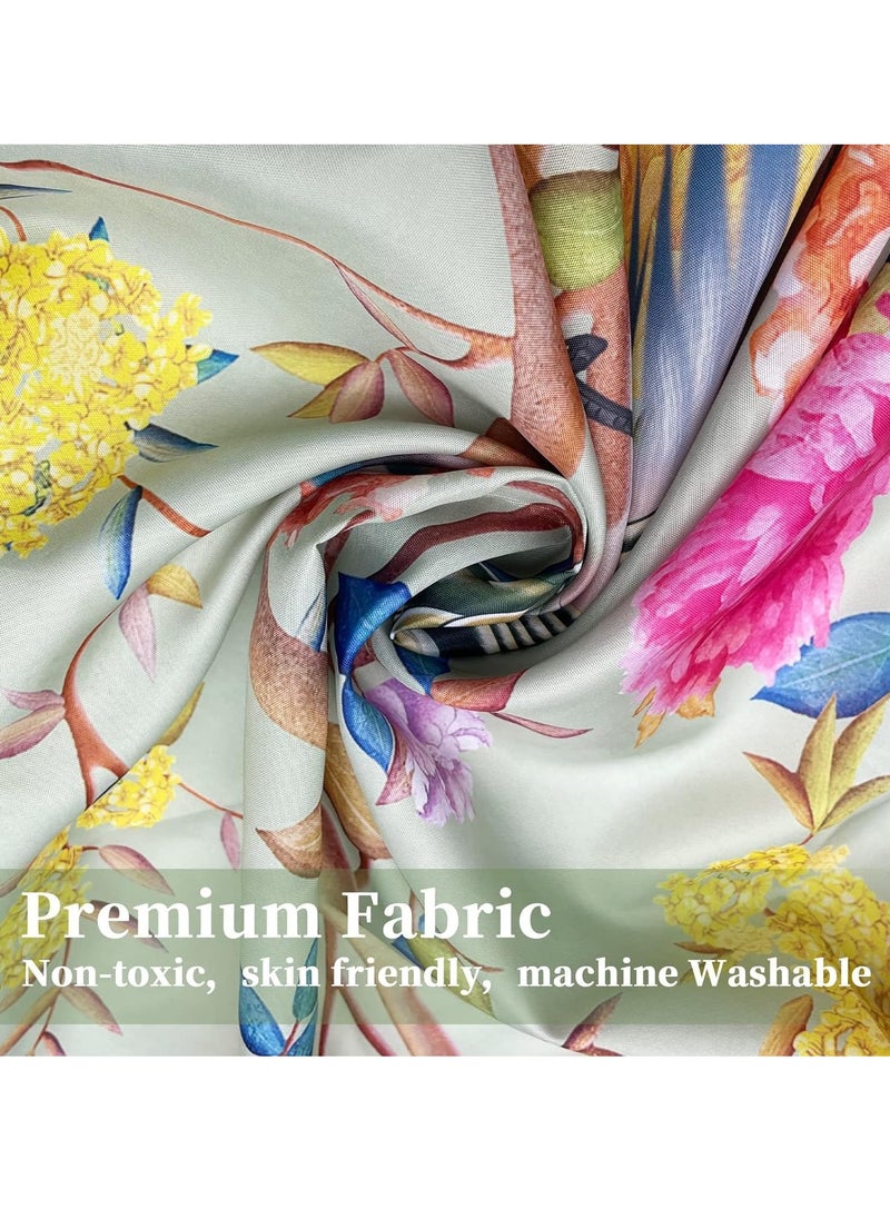 Shower Curtain Green Mould Proof Resistant Waterproof Bird Floral Bathroom Curtains with 12 hooks Quick-Drying Weighted 180x180cm (71x71Inch) Polyester Shower Curtains for Bathroom Wet Room Tub