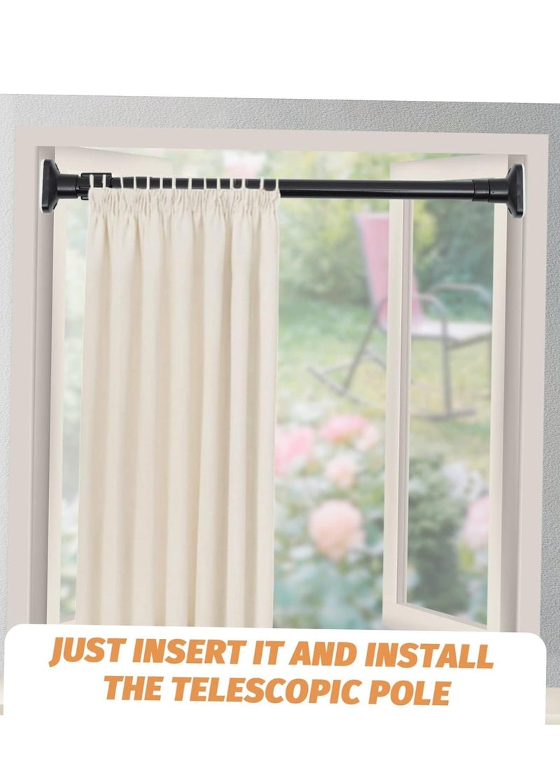 Extendable Clothes Rail, 70-120cm Stainless Steel Extendable Clothes Rail Pole - Hanging Rails for Clothes, Wardrobe, Shower, Kitchen, Windows Adjustable Shower Curtain Pole, 22mm Diameter (Black)