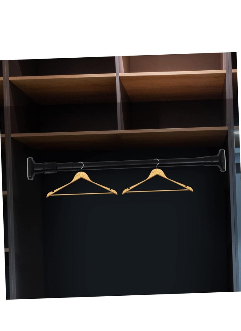 Extendable Clothes Rail, 70-120cm Stainless Steel Extendable Clothes Rail Pole - Hanging Rails for Clothes, Wardrobe, Shower, Kitchen, Windows Adjustable Shower Curtain Pole, 22mm Diameter (Black)